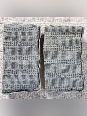 x2 Pottery Barn Honeycomb Quilted Sham Green Blue Gray King 100% Cotton 2022